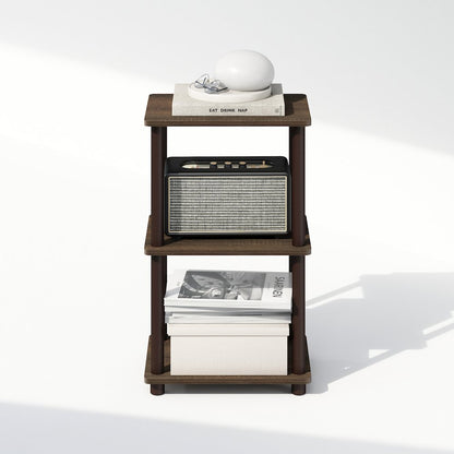Turn-N-Tube 2-Tier End Table, Side Table, Walnut/Brown