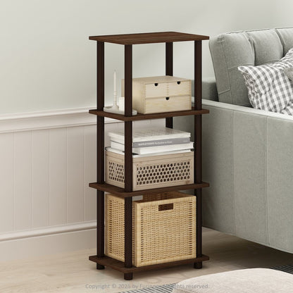 Turn-N-Tube 3-Tier End Table, Side Table, Walnut/Brown