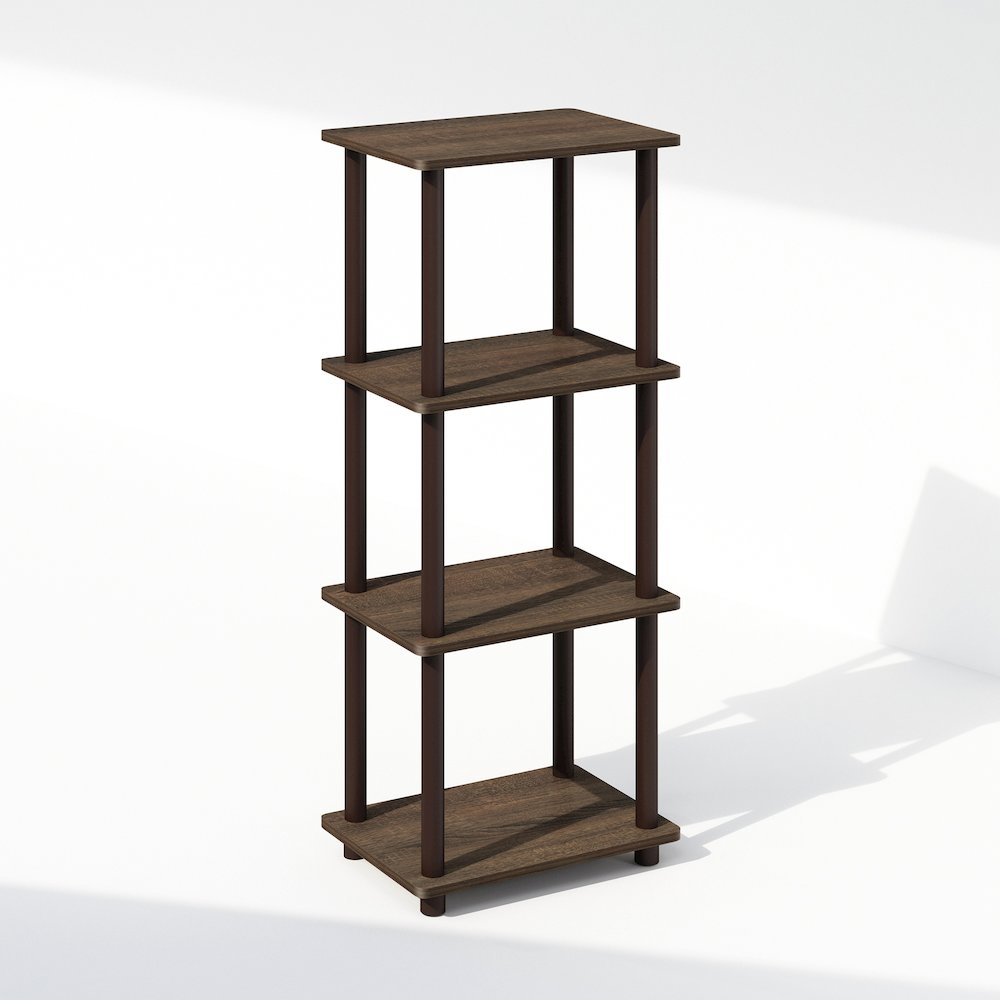 Turn-N-Tube 3-Tier End Table, Side Table, Walnut/Brown