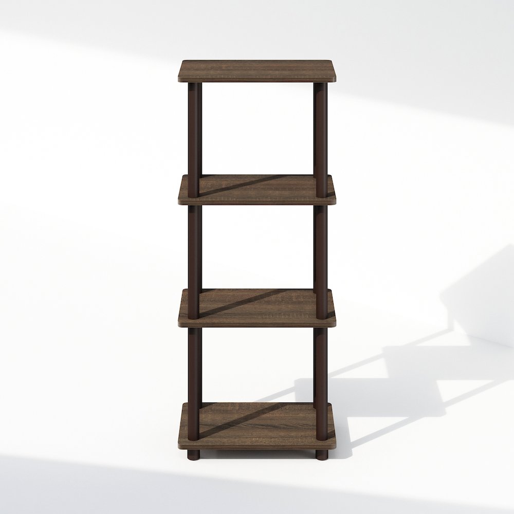 Turn-N-Tube 3-Tier End Table, Side Table, Walnut/Brown