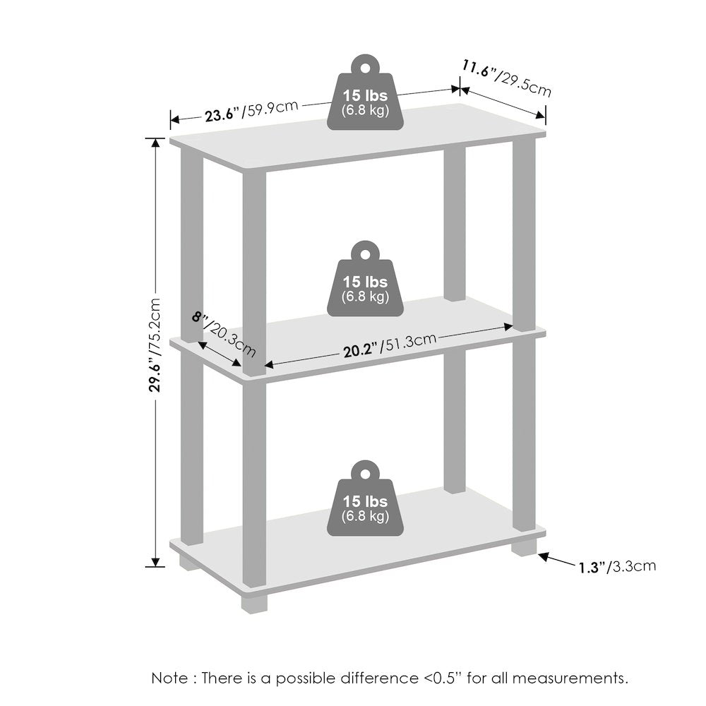 Turn-S-Tube 3-Tier Multipurpose Bookcase, Shelf Display Rack