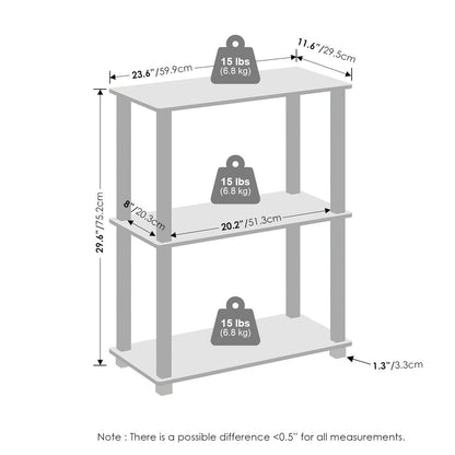Turn-S-Tube 3-Tier Multipurpose Bookcase, Shelf Display Rack