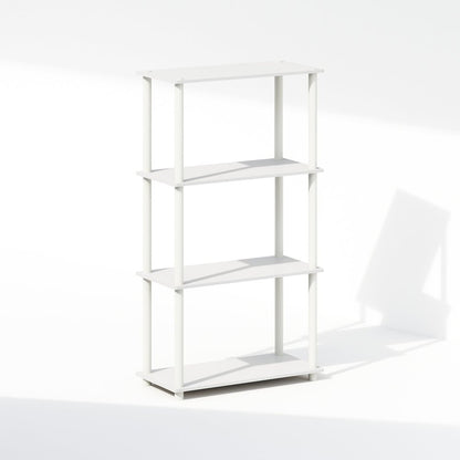 4-Tier Multipurpose Shelf Display Rack, Shelving Unit, Bookcase, White/White