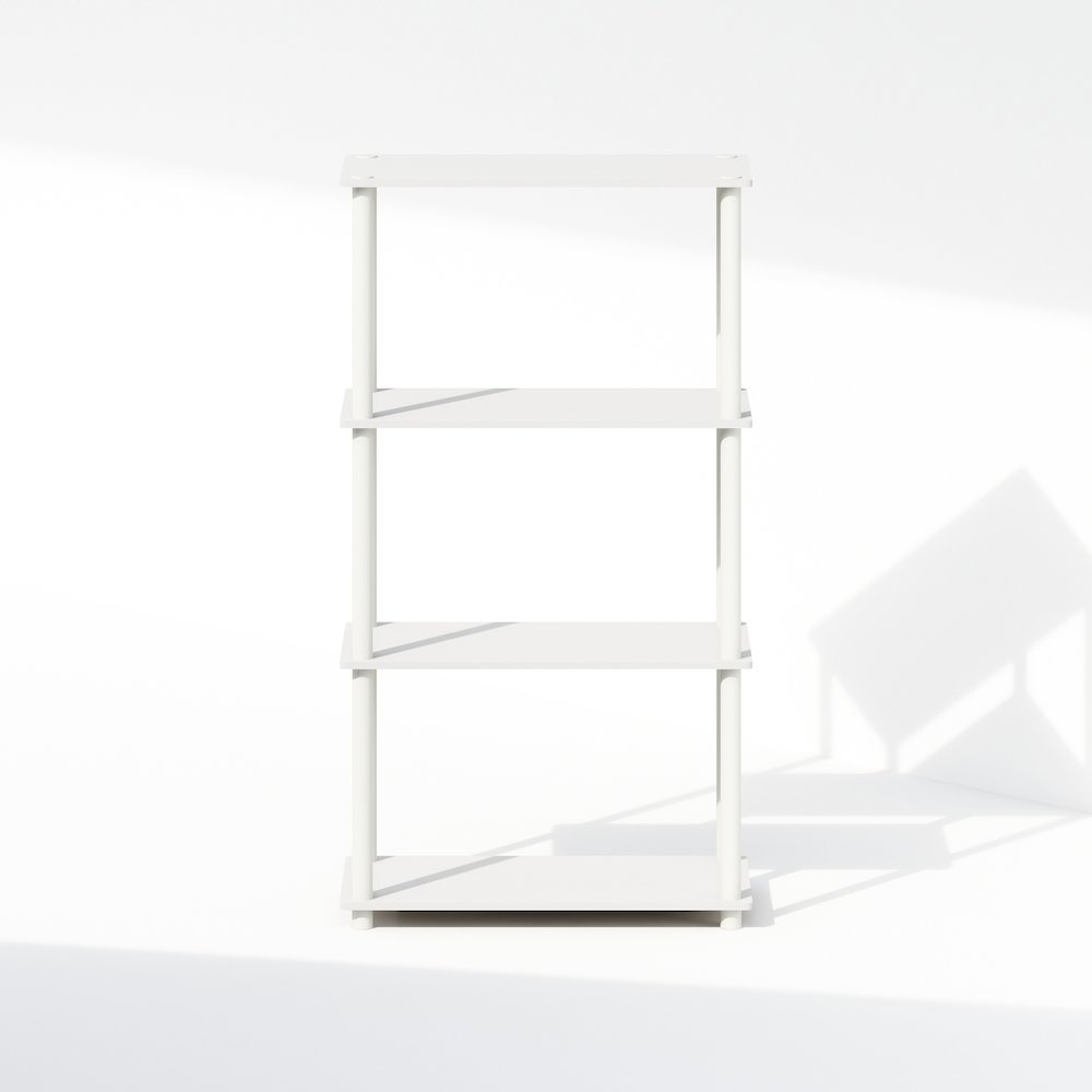 4-Tier Multipurpose Shelf Display Rack, Shelving Unit, Bookcase, White/White