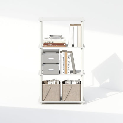 4-Tier Multipurpose Shelf Display Rack, Shelving Unit, Bookcase, White/White