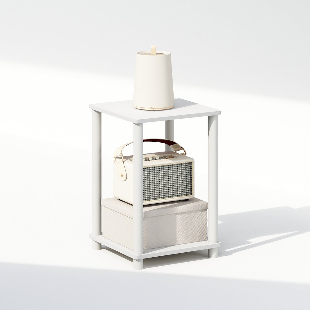 Turn-N-Tube Nightstand, Bedside Table, White/White