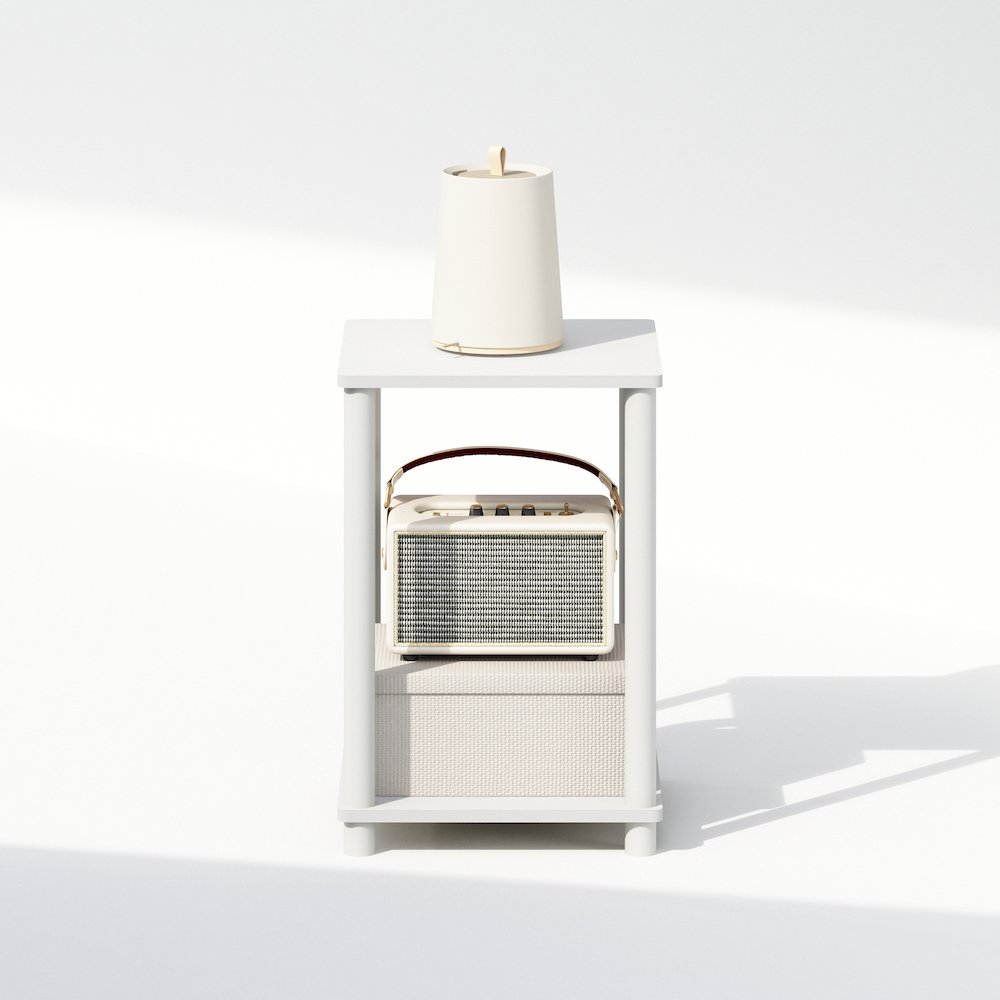 Turn-N-Tube Nightstand, Bedside Table, White/White