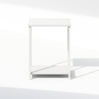 Industrial Metal Frame Nightstand, Bedside Table, 1-Pack, White/White