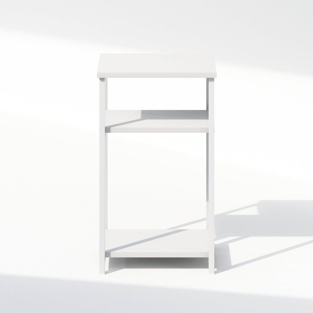 Industrial Metal Frame Nightstand, Bedside Table, 1-Pack, White/White