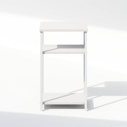 Industrial Metal Frame Nightstand, Bedside Table, 1-Pack, White/White