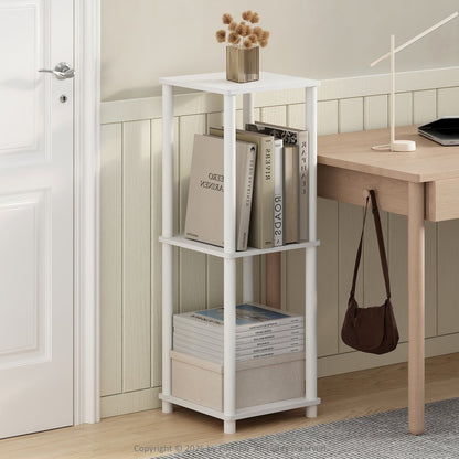 Turn-N-Tube Easy Assembly Stackable Bookcase, Bookshelf, White/White