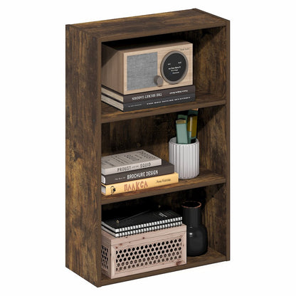 Basic 3-Tier Open Shelf Bookcase, Bookshelf, Storage Organizer, Amber Pine