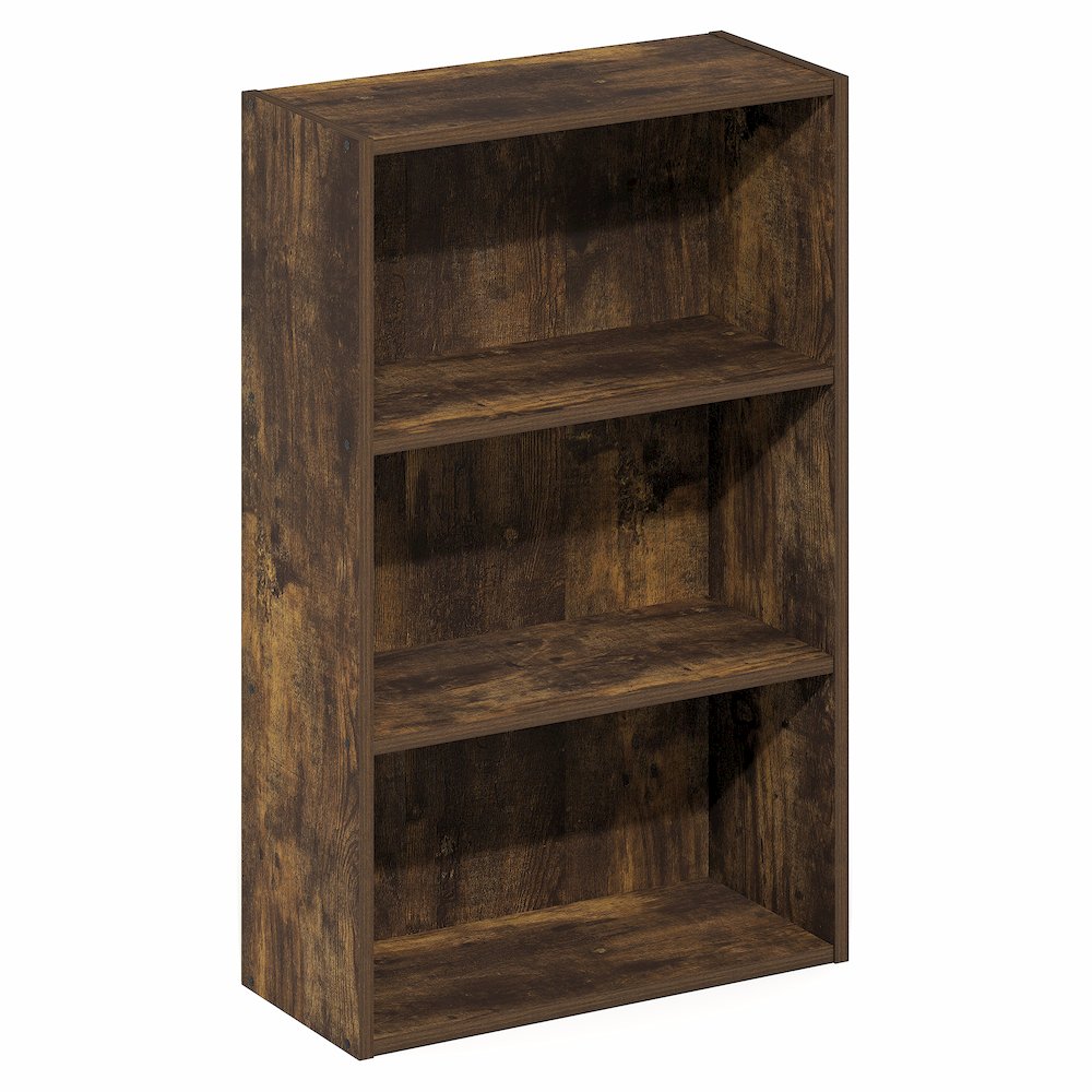 Basic 3-Tier Open Shelf Bookcase, Bookshelf, Storage Organizer, Amber Pine
