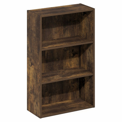 Basic 3-Tier Open Shelf Bookcase, Bookshelf, Storage Organizer, Amber Pine