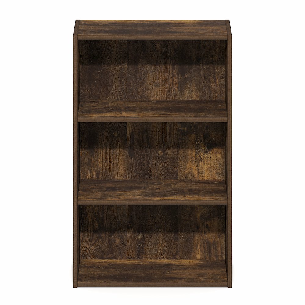 Basic 3-Tier Open Shelf Bookcase, Bookshelf, Storage Organizer, Amber Pine