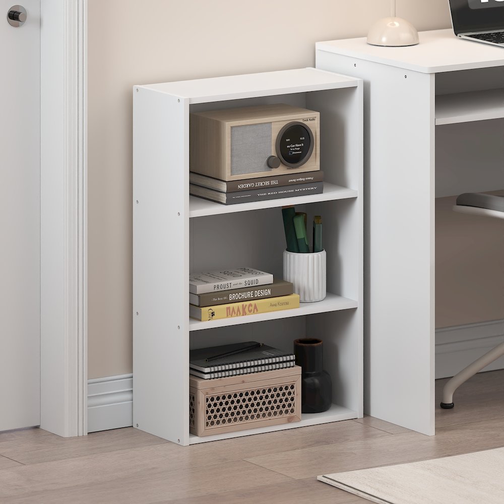 Basic 3-Tier Open Shelf Bookcase, Bookshelf, Storage Organizer, White