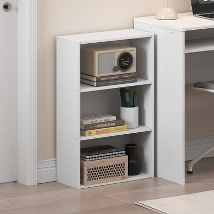 Basic 3-Tier Open Shelf Bookcase, Bookshelf, Storage Organizer, White
