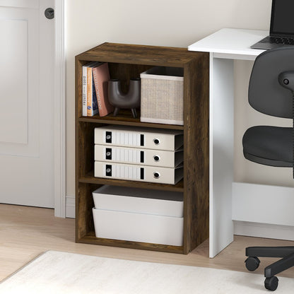 Basic 3-Tier Open Shelf Bookcase, Bookshelf, Storage Organizer, Amber Pine