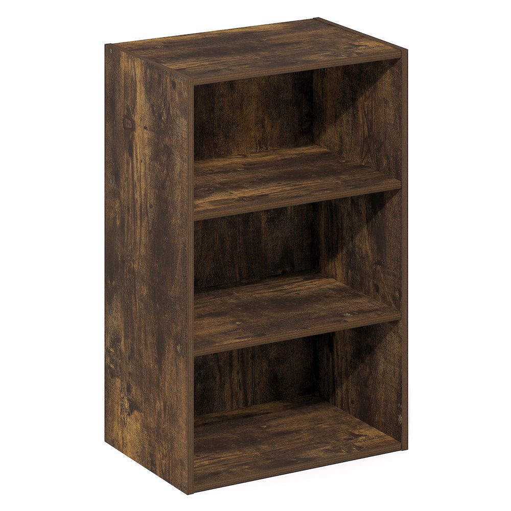 Basic 3-Tier Open Shelf Bookcase, Bookshelf, Storage Organizer, Amber Pine