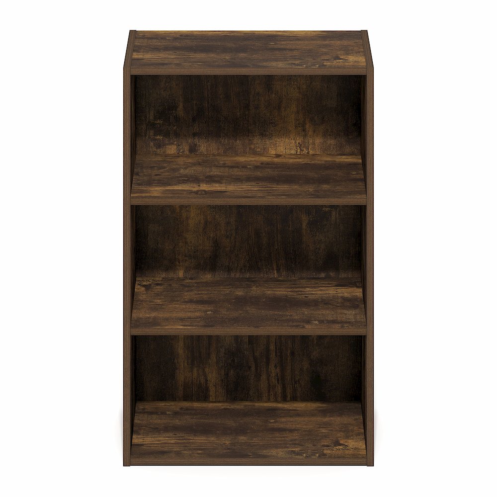 Basic 3-Tier Open Shelf Bookcase, Bookshelf, Storage Organizer, Amber Pine