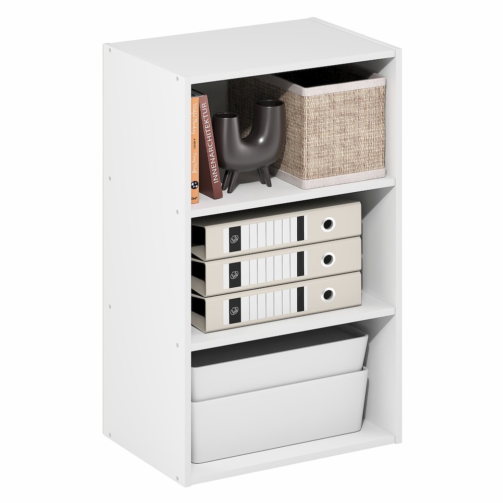 Basic 3-Tier Open Shelf Bookcase, Bookshelf, Storage Organizer, White