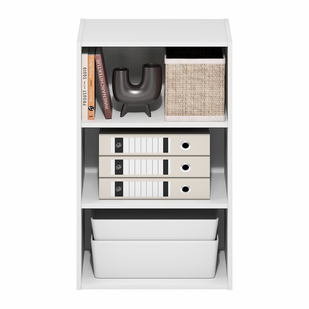 Basic 3-Tier Open Shelf Bookcase, Bookshelf, Storage Organizer, White