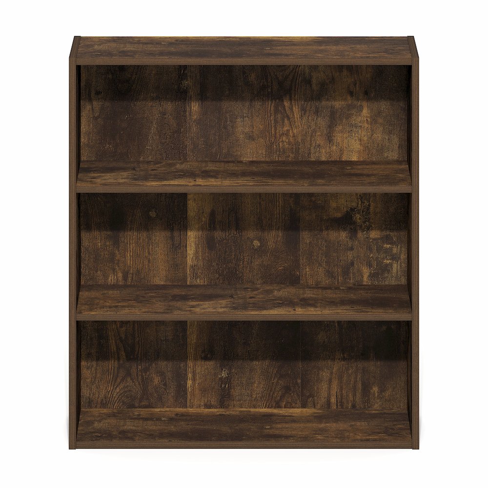 Basic 3-Tier Open Shelf Bookcase, Bookshelf, Storage Organizer, Amber Pine