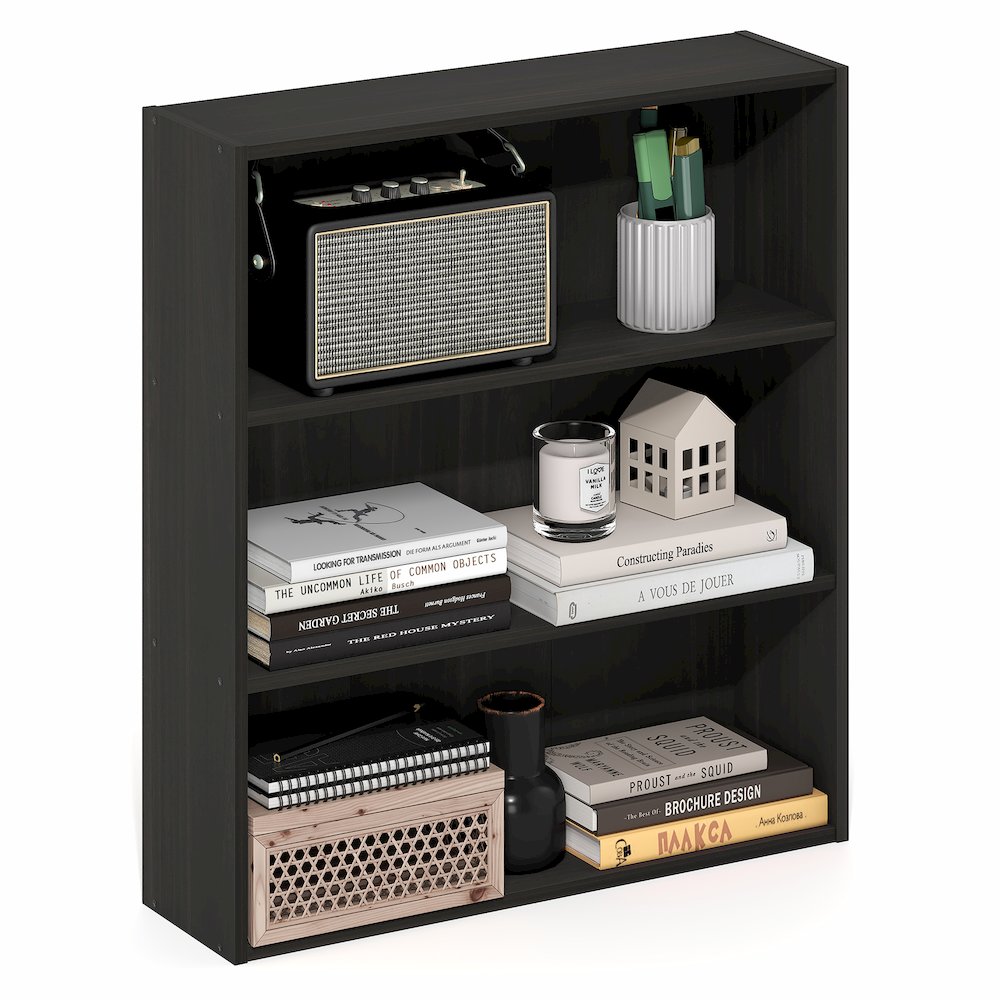 Basic 3-Tier Open Shelf Bookcase, Bookshelf, Storage Organizer, Espresso