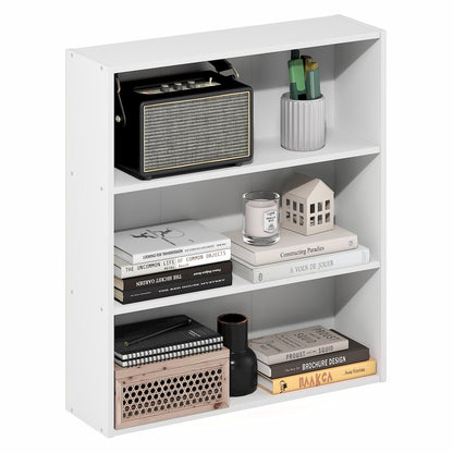 Basic 3-Tier Open Shelf Bookcase, Bookshelf, Storage Organizer, White