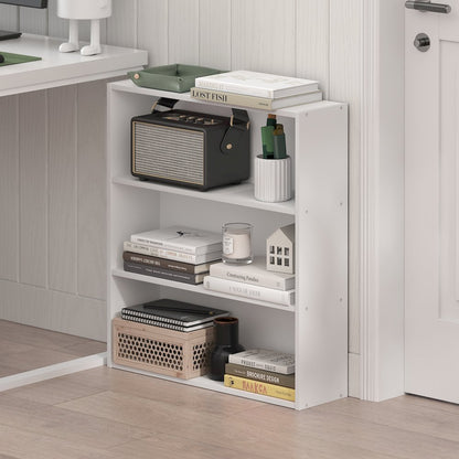 Basic 3-Tier Open Shelf Bookcase, Bookshelf, Storage Organizer, White