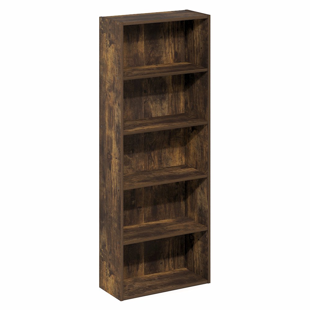 Basic 5-Tier Open Shelf Bookcase, Bookshelf, Storage Organizer, Amber Pine