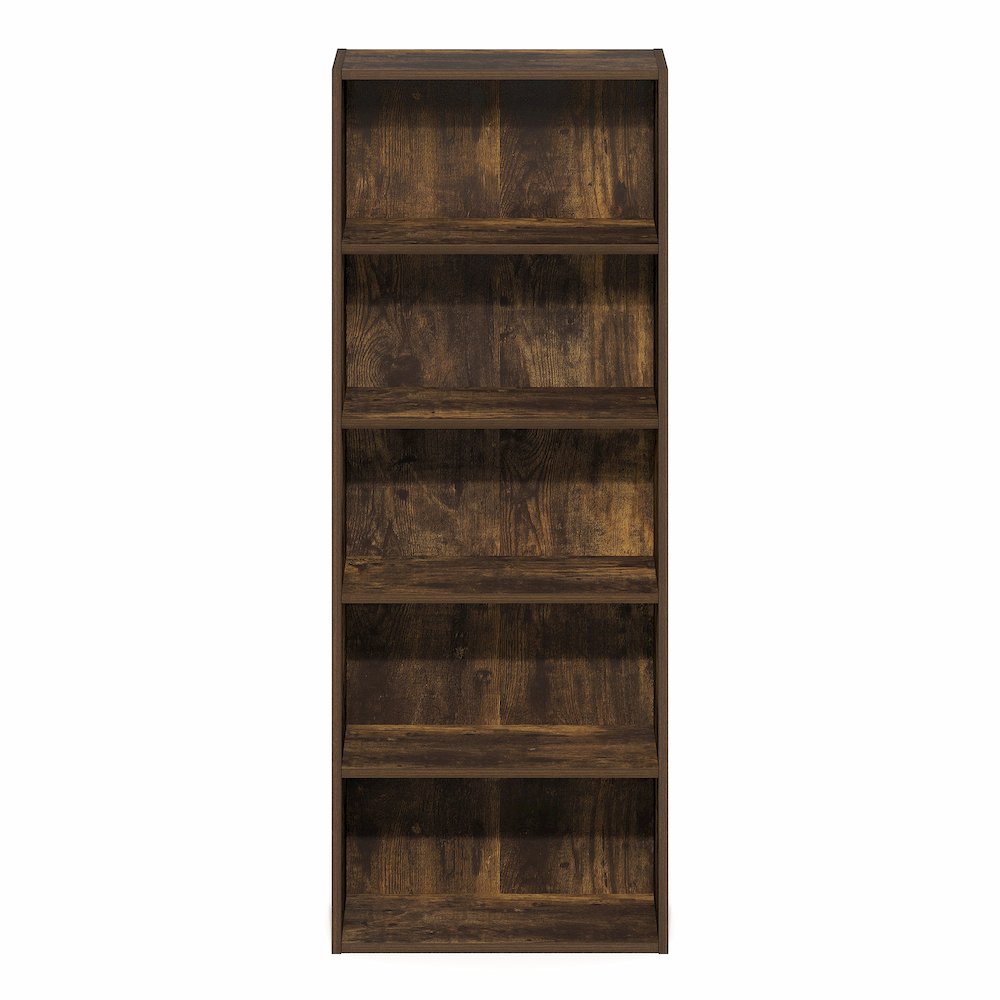 Basic 5-Tier Open Shelf Bookcase, Bookshelf, Storage Organizer, Amber Pine