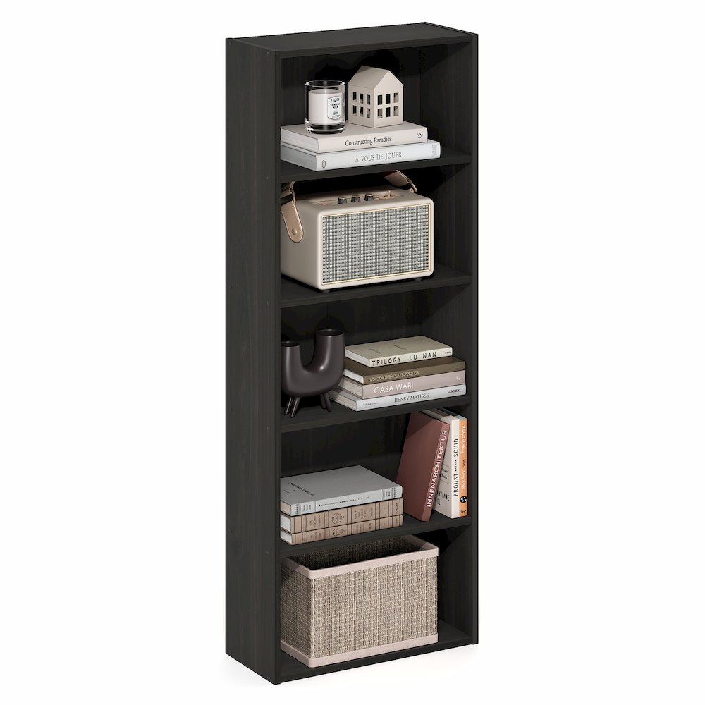 Basic 5-Tier Open Shelf Bookcase, Bookshelf, Storage Organizer, Espresso