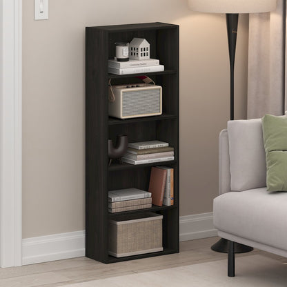 Basic 5-Tier Open Shelf Bookcase, Bookshelf, Storage Organizer, Espresso