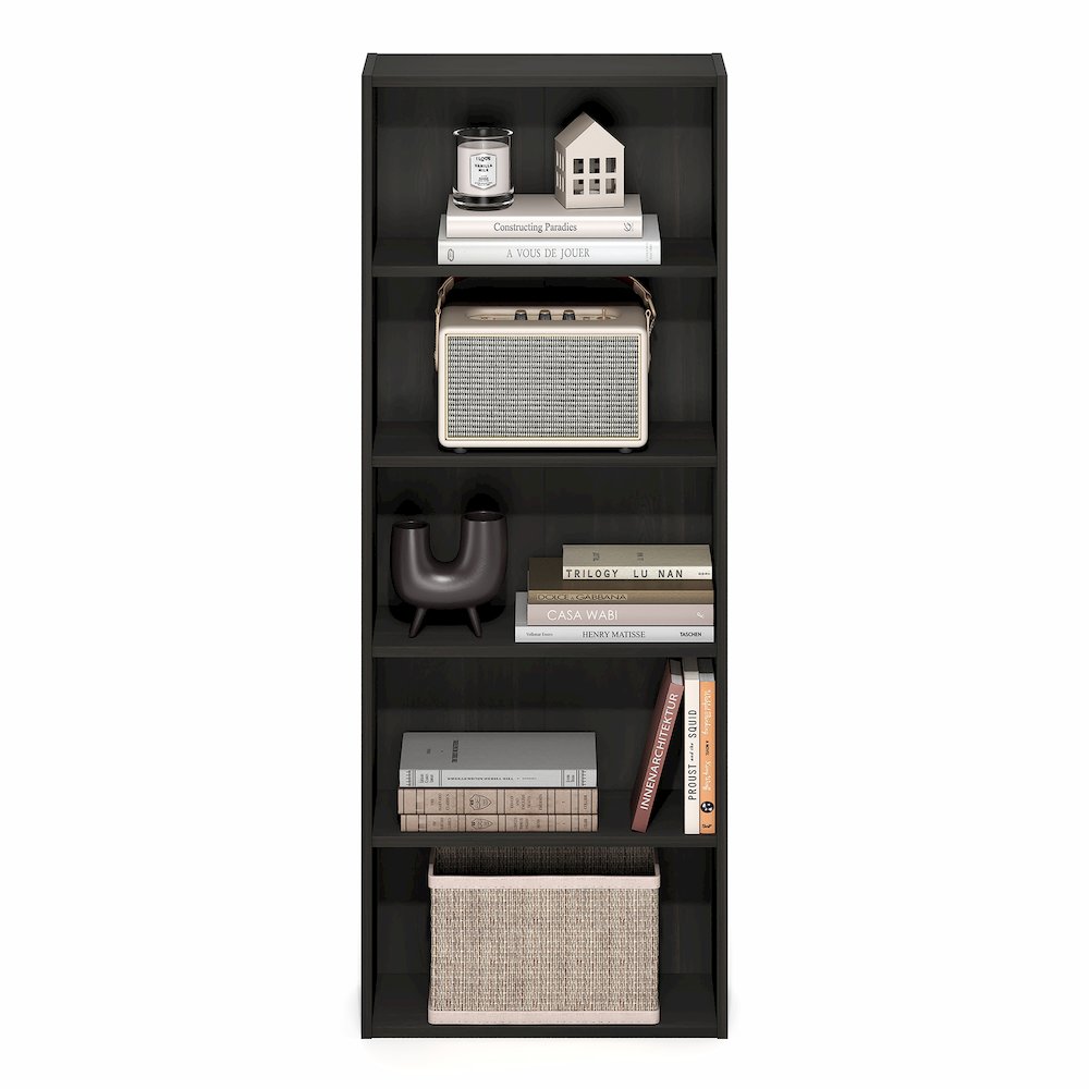 Basic 5-Tier Open Shelf Bookcase, Bookshelf, Storage Organizer, Espresso