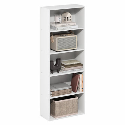 Basic 5-Tier Open Shelf Bookcase, Bookshelf, Storage Organizer, White