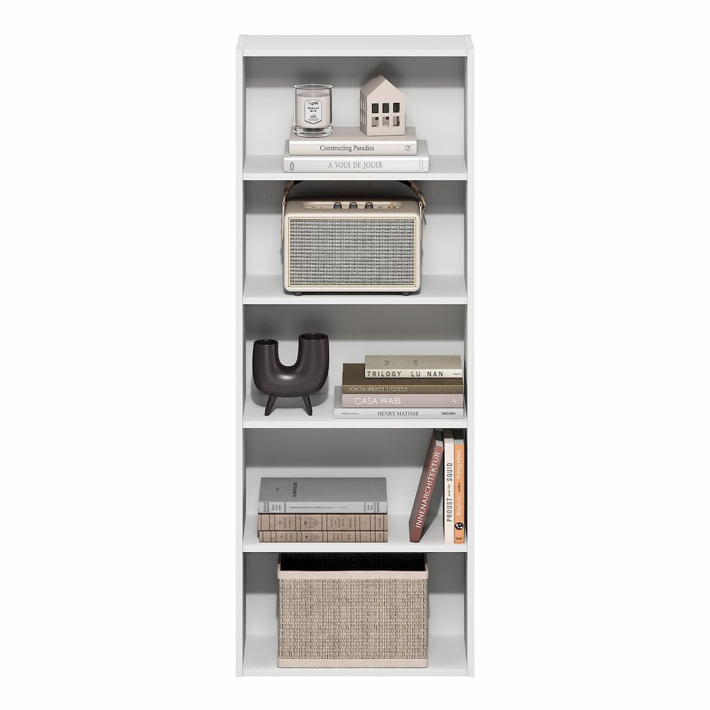 Basic 5-Tier Open Shelf Bookcase, Bookshelf, Storage Organizer, White