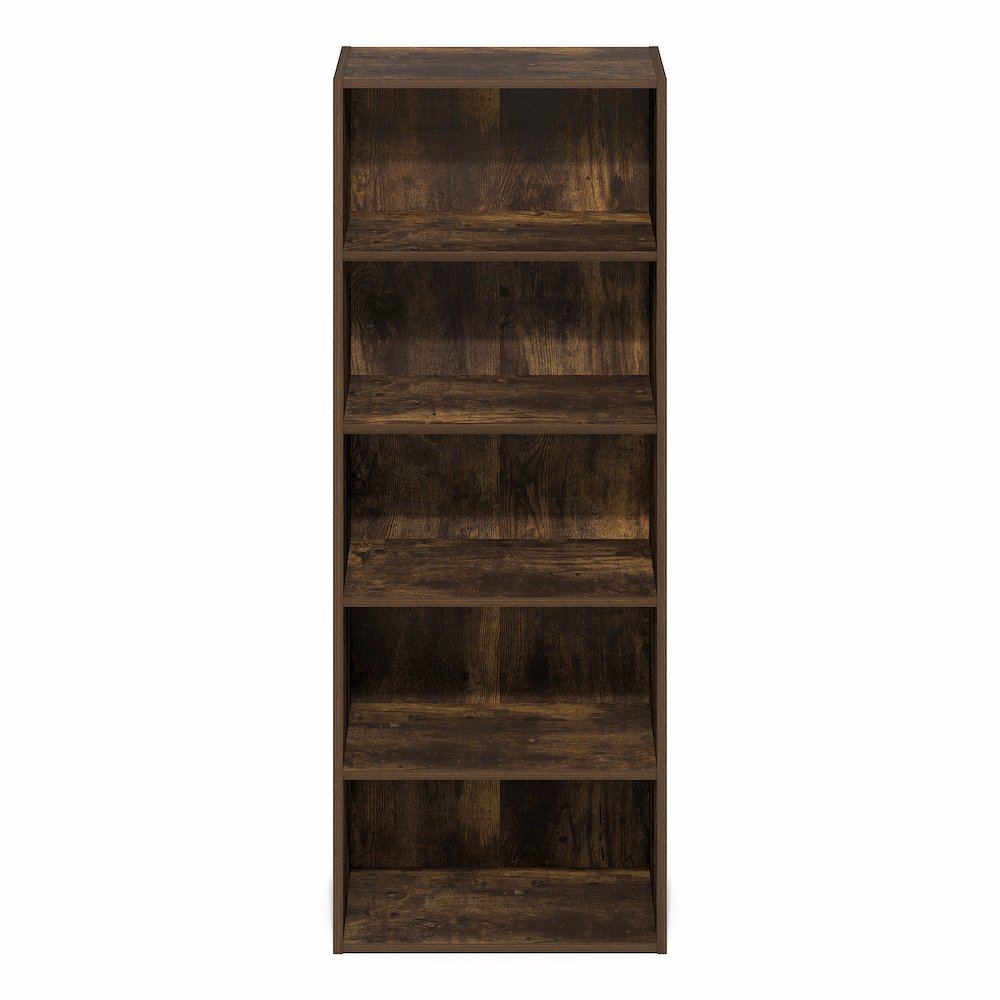 Basic 5-Tier Open Shelf Bookcase, Bookshelf, Storage Organizer, Amber Pine