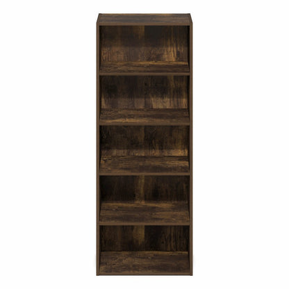 Basic 5-Tier Open Shelf Bookcase, Bookshelf, Storage Organizer, Amber Pine