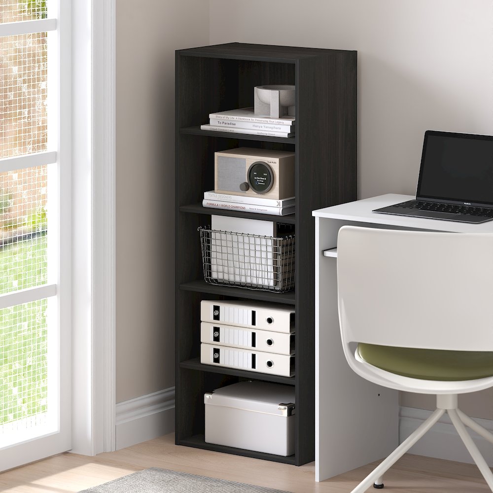Basic 5-Tier Open Shelf Bookcase, Bookshelf, Storage Organizer, Espresso