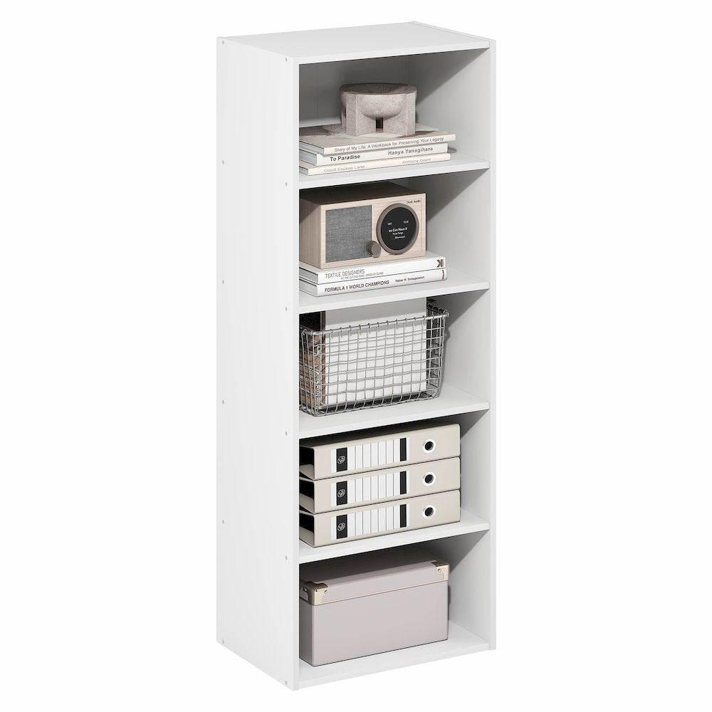 Basic 5-Tier Open Shelf Bookcase, Bookshelf, Storage Organizer, White