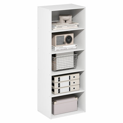 Basic 5-Tier Open Shelf Bookcase, Bookshelf, Storage Organizer, White