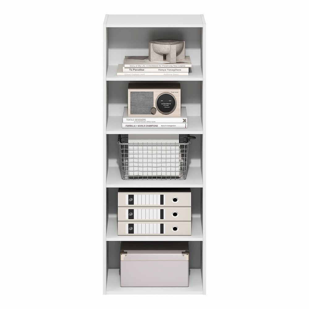 Basic 5-Tier Open Shelf Bookcase, Bookshelf, Storage Organizer, White