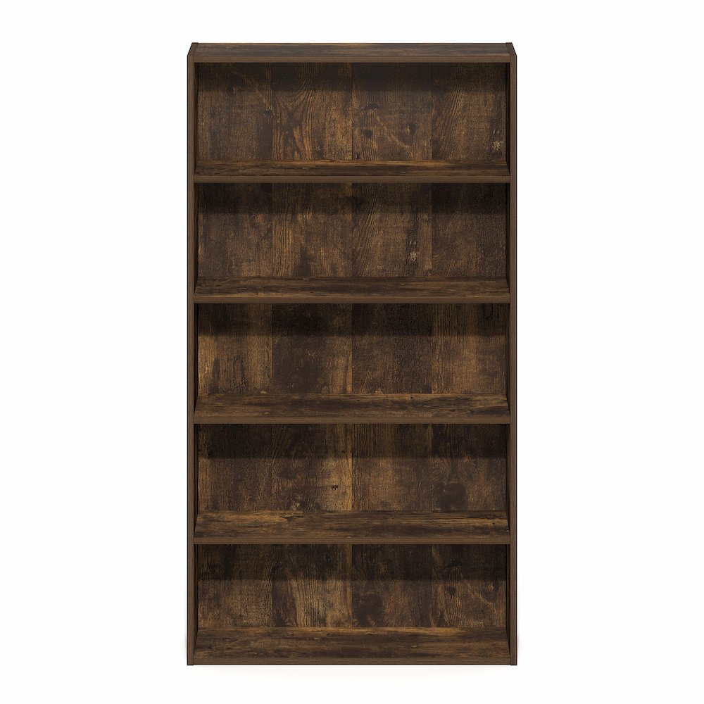 Basic 5-Tier Open Shelf Bookcase, Bookshelf, Storage Organizer, Amber Pine