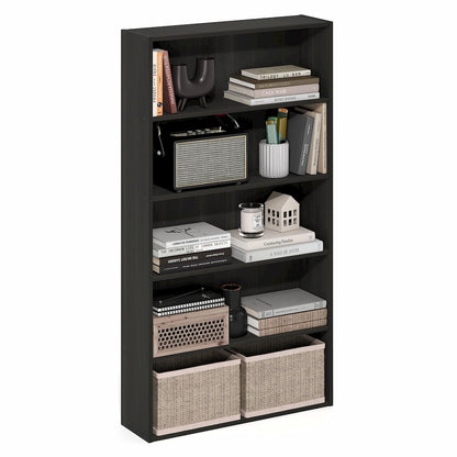 Basic 5-Tier Open Shelf Bookcase, Bookshelf, Storage Organizer, Espresso