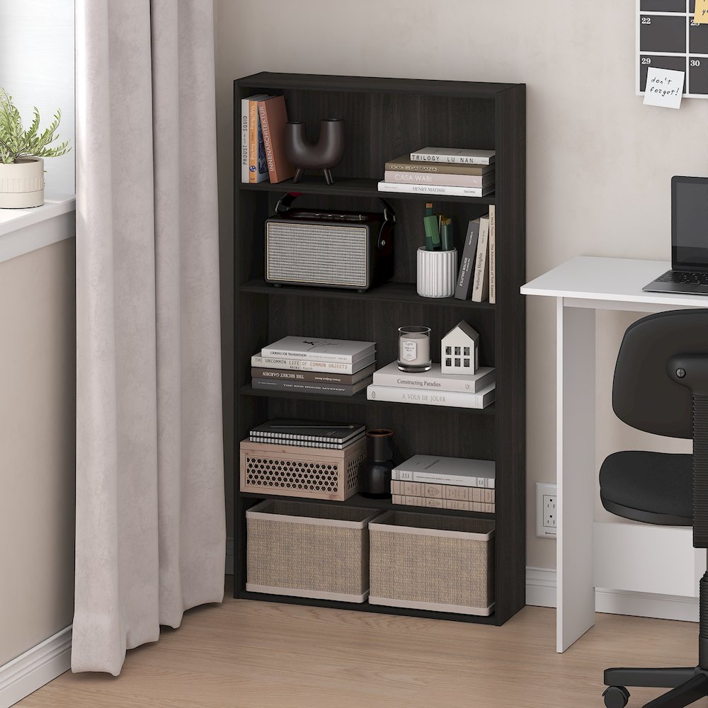 Basic 5-Tier Open Shelf Bookcase, Bookshelf, Storage Organizer, Espresso