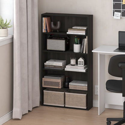 Basic 5-Tier Open Shelf Bookcase, Bookshelf, Storage Organizer, Espresso