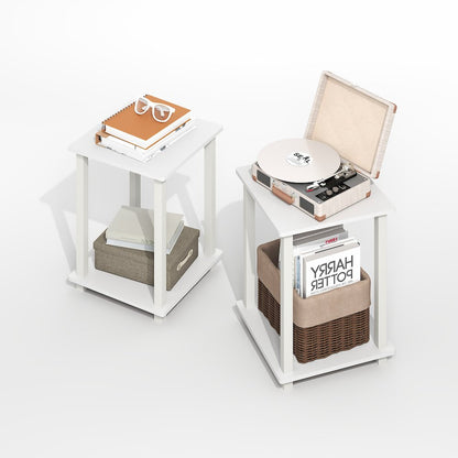 Simplistic End Table, Set of Two, Plain White/White