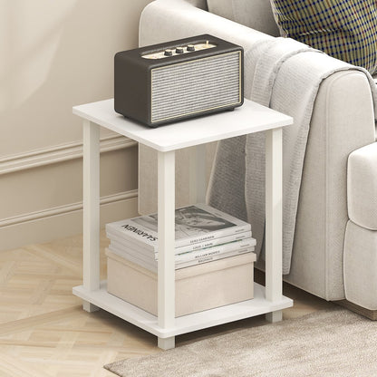 Simplistic End Table, Set of Two, Plain White/White