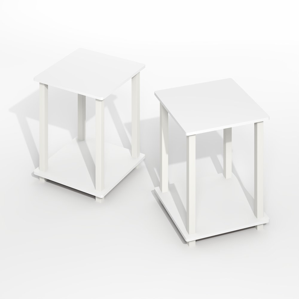 Simplistic End Table, Set of Two, Plain White/White